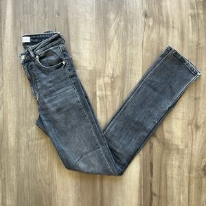 Zara Faded Black Split Hem Denim Jeans 0